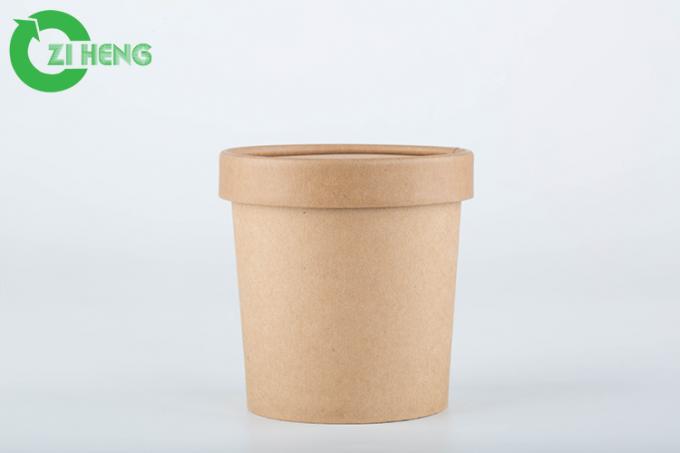Disposable 8 Oz Kraft Paper Cups , Custom Printed Paper Cups With Paper Cover