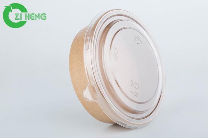 Disposable Kraft Paper Bowl 50oz Round Salad Container With Clear ...