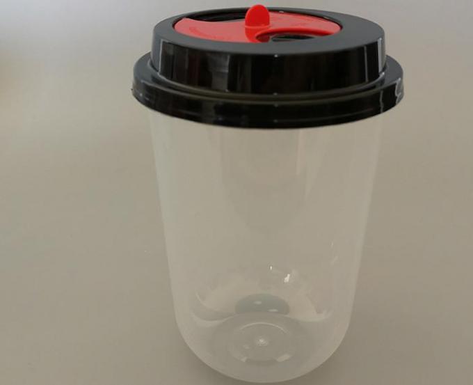 U Shaped 500ml PP Plastic Cup , Clear Drink Milk Tea Hard Plastic Cups
