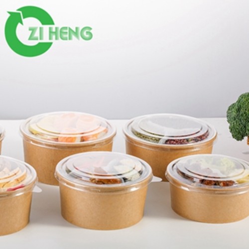 Disposable Freezer Safe Kraft Paper Bowls , Paper Salad Bowl Food Grade