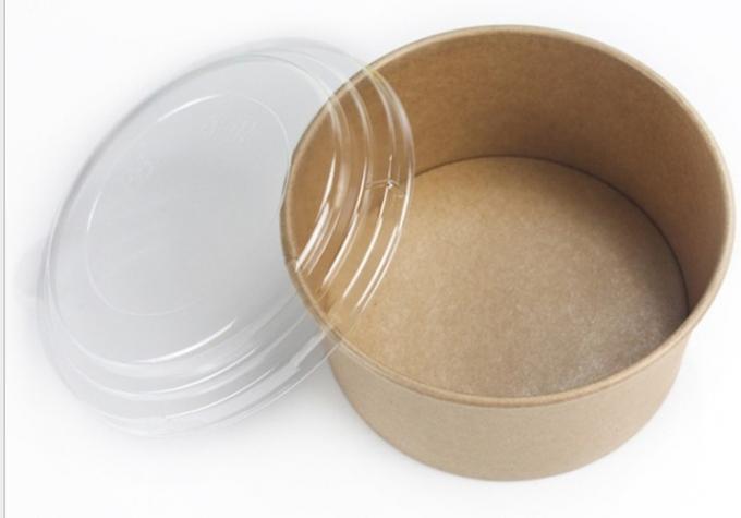 Odourless Thick Salad Fruit Food Kraft Paper Bowls With Lids For Take Away