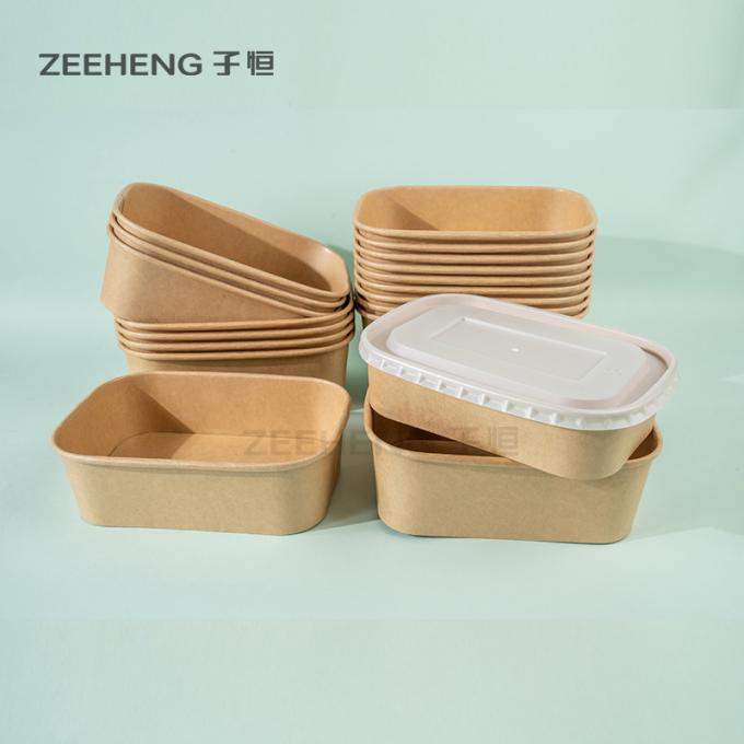 Eco Friendly Recyclable Rectangle Kraft Paper Bowls Food Packing