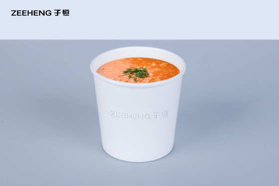 Recyclable Paper Biodegradable Soup Cups 480ml Easy To Hold For Restaurants