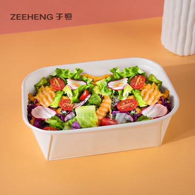 Disposable Take away Kraft Paper Salad Bowl with PET Lid Kraft Paper Bowl