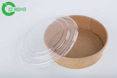 Disposable Kraft Paper Bowl 50oz Round Salad Container With Clear Plastic Lid