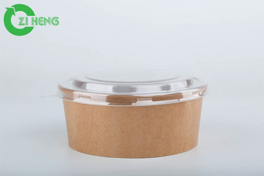 Disposable Custom Logo Printed Durable Brown Kraft Paper 42oz Salad Bowls With Clear Lids