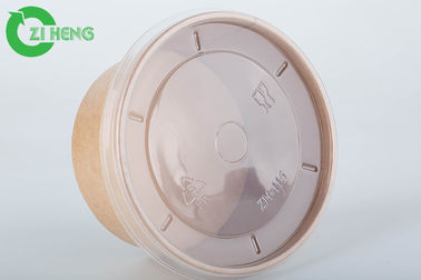 Food Grade Kraft Disposable Paper Recyclable 12oz Soup Bowls With PP White Lids