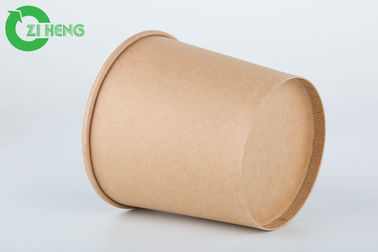 High Thickness Brown Kraft Paper Cups 16oz One Wall Round Shape For Soup