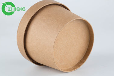 Thick Screw Thread Bottom Kraft Paper Cups 230ml For Ice Cream PE Coated