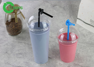 Smell Less Disposable PET Plastic Cups Custom Logo Printed 500ml For Cold Drink