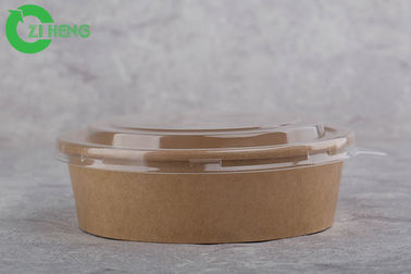 Disposable Kraft Paper Bowl 32oz Round Salad Container With Clear Plastic Lid
