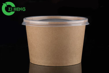 High Gloss Coating Rigid Kraft Paper Soup Bowl 12oz For Take - Out Food