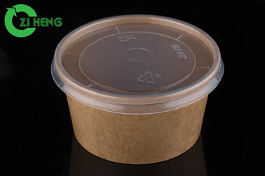 Food Use Kraft Paper Biodegradable Bowl 16oz With PP Lid For Salad Soup