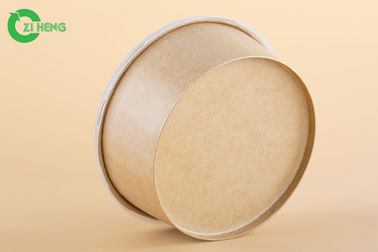 Leak Proof Brown Paper Food Bowls Strong Sturdy Recyclable 42 Oz ISO Certificate