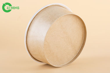 25 Oz Kraft Paper Bowls With Lids , Take Out Order Disposable Soup Containers
