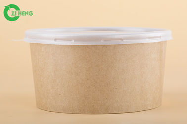 PE Lined Paper Food Bowls For Salad / Pasta PP White Lid 100% Eco Friendly