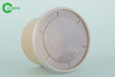 500 ML Brown Disposable Paper Bowls With Lids Flexo Printing FDA Certificate