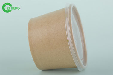 Single Use Rigid Disposable Paper Bowls With Lids Hygiene High Gloss Coating