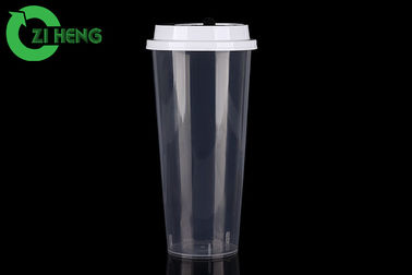 Beverage Cup Plastic Drink Lids White Color With Red Stopper High Stiffness