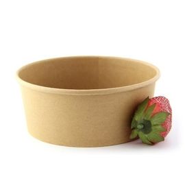 Recyclable Oil Resistant Kraft Paper Bowls For Food , Paper Salad Bowls