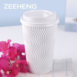 Ripple Wall Striped Disposable Paper Cups For Cafe / Tea Shop / Bar And Restaurant