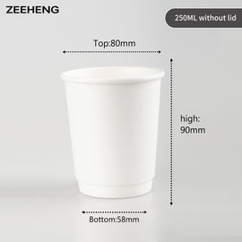 250ml Strong Paper Coffee Cups Double Wall Insulated Eco Friendly Leakproof