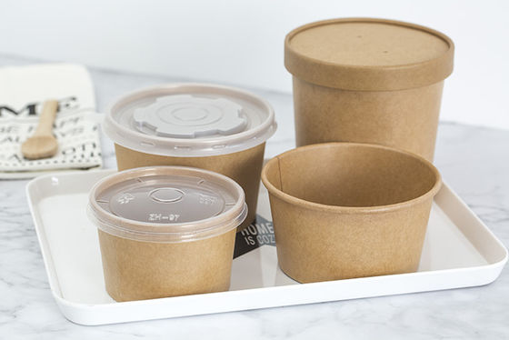 Food Grade Disposable Food Grade Bamboo Paper Bowls For Salad Soup