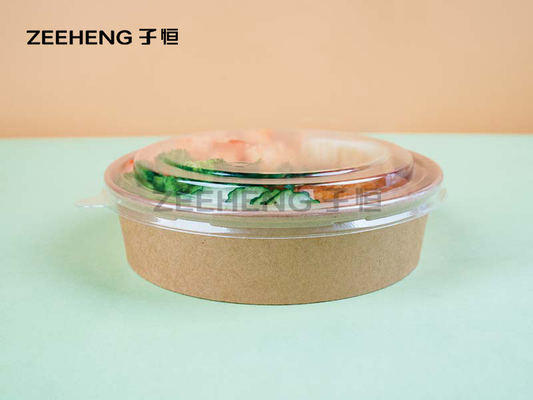 1100ml 36oz Disposable PLA Kraft Paper Bowls For Salad