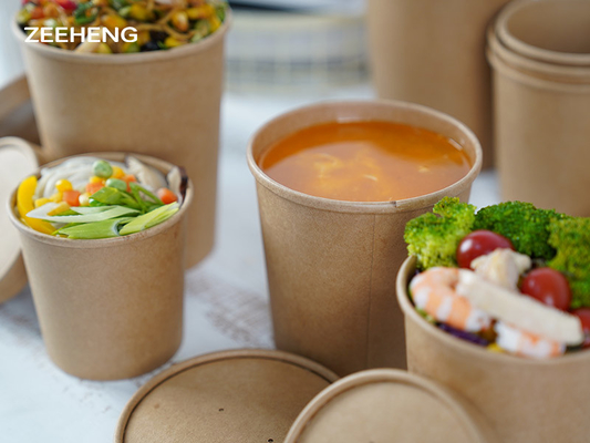 Disposable Custom Printing Salad Paper Bowl With Lid For Takeaway