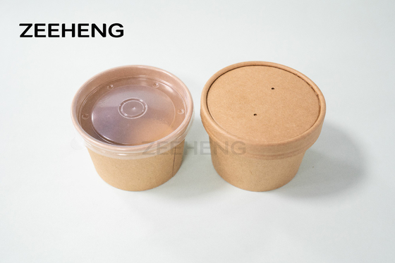 Double PE Coating 8OZ Biodegradable Soup Bowls With Lids