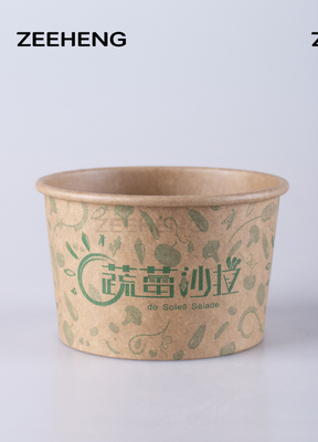 Food Grade Custom Brown Kraft Paper Bowl Disposable 750ml With Lids
