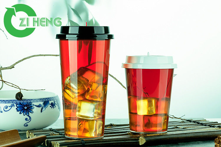 Recyclable Juice Disposable Plastic Cups With Lids Durable Superb Clarity