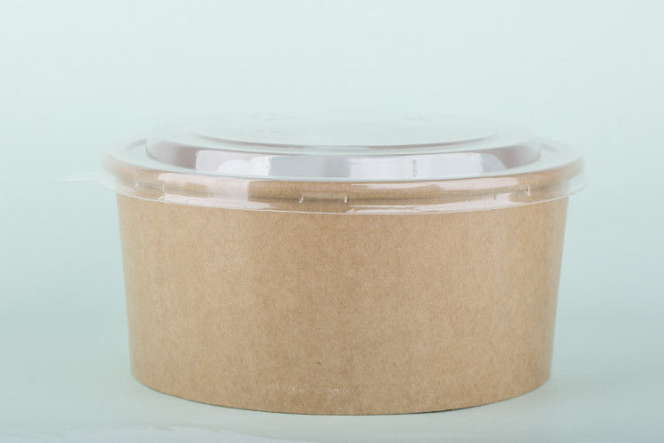 Food Grade Disposable Bowls For Hot Soup , 42 Oz Brown Salad Bowl With Lid