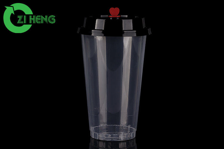 90mm PP Disposable Coffee Lids , Rigid Recycle Plastic Lids With Red Plug