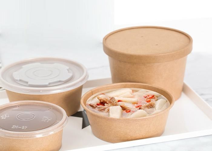 Microwavable And Freezer Safe Kraft Paper Bowls , Snack Disposable Soup