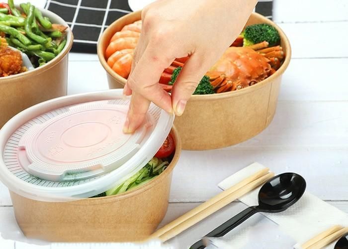 750 Ml Takeaway Disposable Paper Soup Bowls Double PE Coated Flexo Printing
