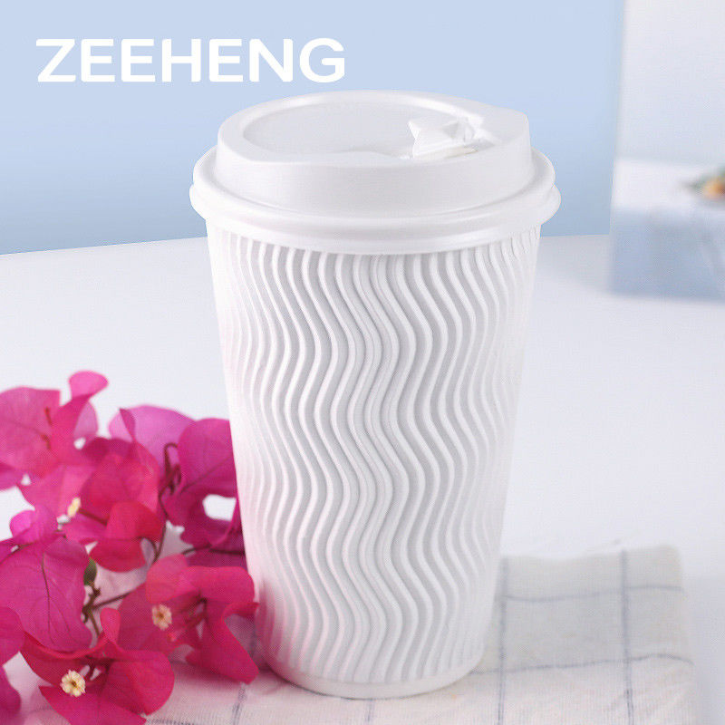 Ripple Wall Striped Disposable Paper Cups For Cafe / Tea Shop / Bar And ...