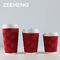 Custom Printed Personalised Takeaway Coffee Cup Red 250/400ml Ripple Wall Striped Paper