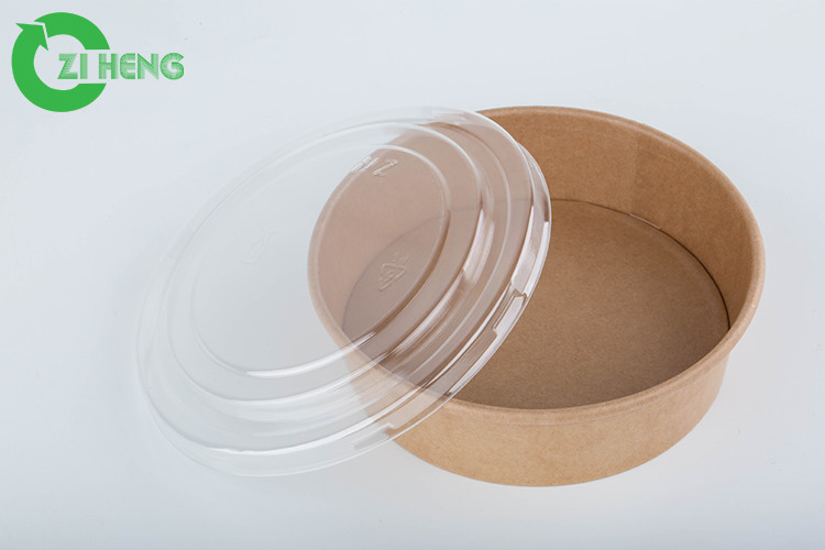 Disposable Kraft Paper Bowl 50oz Round Salad Container With Clear ...