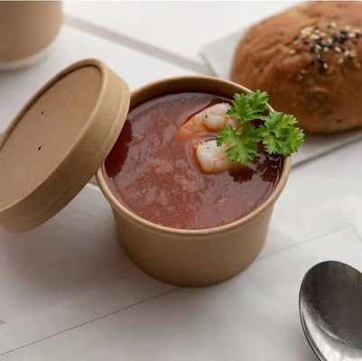 Microwavable Paper Biodegradable Soup Cups Disposable With Lids