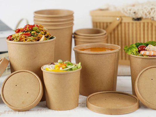Microwavable Disposable Biodegradable Soup Cups With Paper Lids