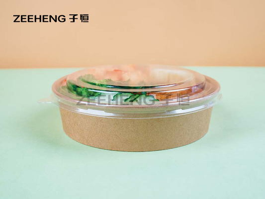 ZIFEI Biodegradable Disposable Brown Bowls With Plastic Lids