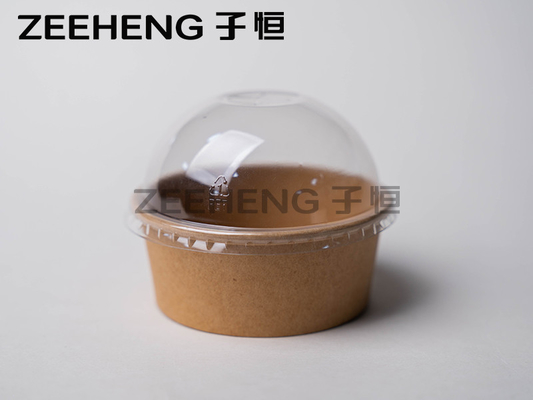ZEEHENG Kraft Paper Ice Cream Cup With Dome Lids 6oz