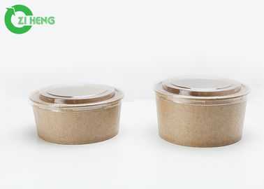 Food Grade Disposable Kraft Paper 50oz Round Salad Bowls With PP Flat White Lid