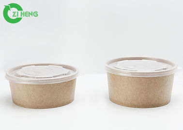 Food Grade Custom Logo Printed Brown Kraft Paper 42oz Noodles Bowls With PP Flat White Lid