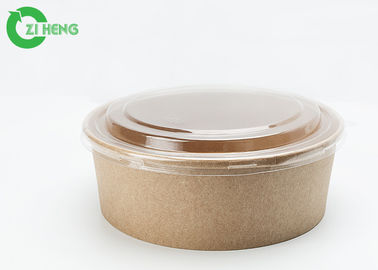 Logo Printed 36oz Disposable Grease Resistant Kraft Paper Food Bowls With Clear Lids