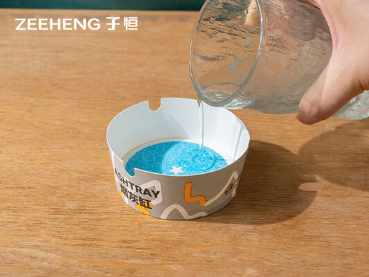 6oz Capacity Round Disposable Paper Ashtray with SAP Material and Water Foaming Self-Extinguishing for Hotels Restaurants and Homes