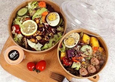 Round Customized Small Disposable Paper Bowls For Hot & Cold With Lids