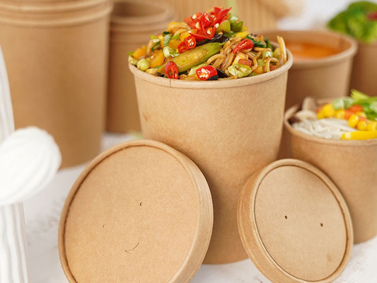 Disposable Kraft Bowls Custom Logo Printed Hard Strong Bowls 480ml For Soup