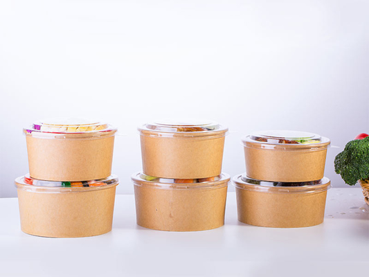 32oz Plastic Free Disposable Paper Soup Bowls With Lids